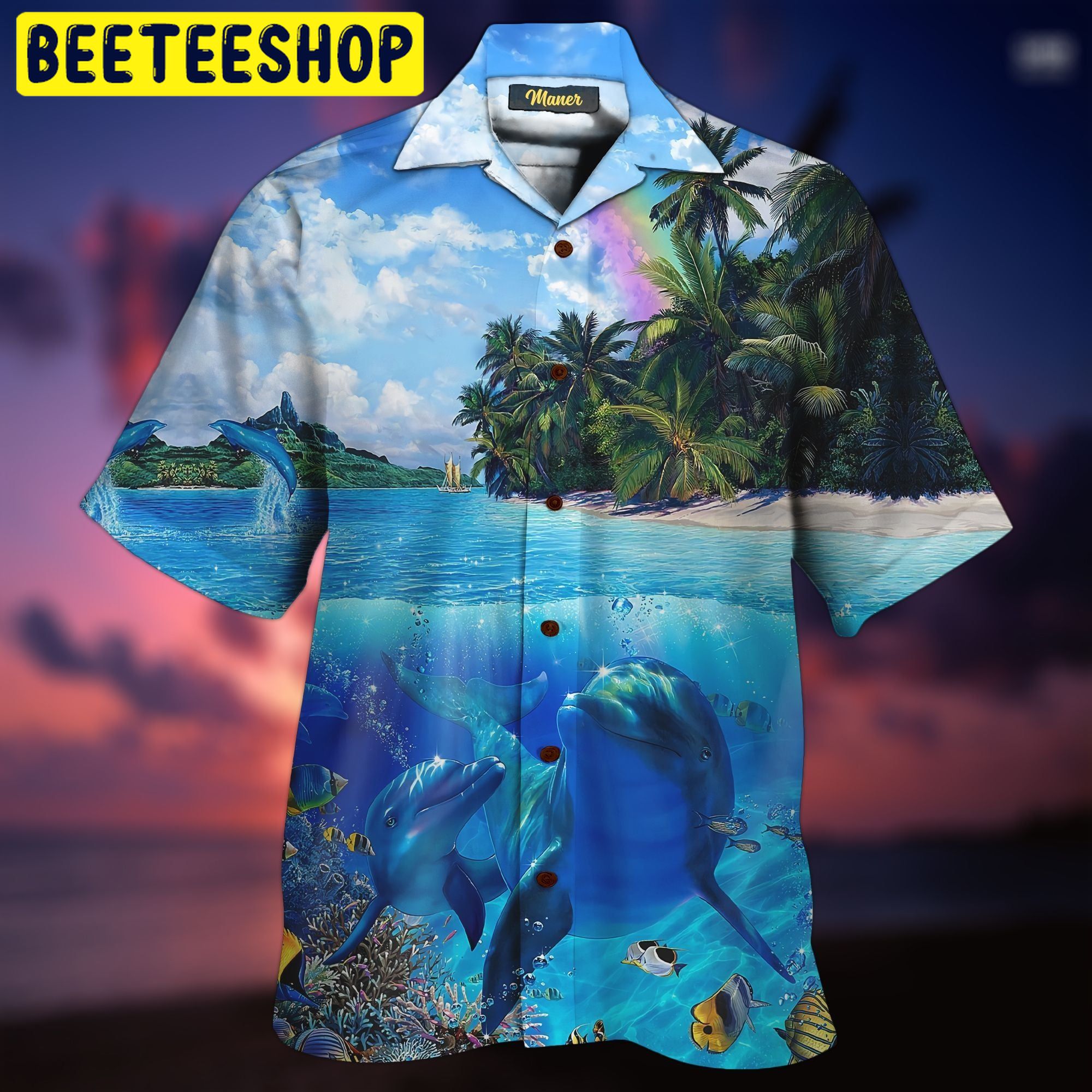 Dolphin Swimming 3D All Over Printed Trending Hawaiian Shirt