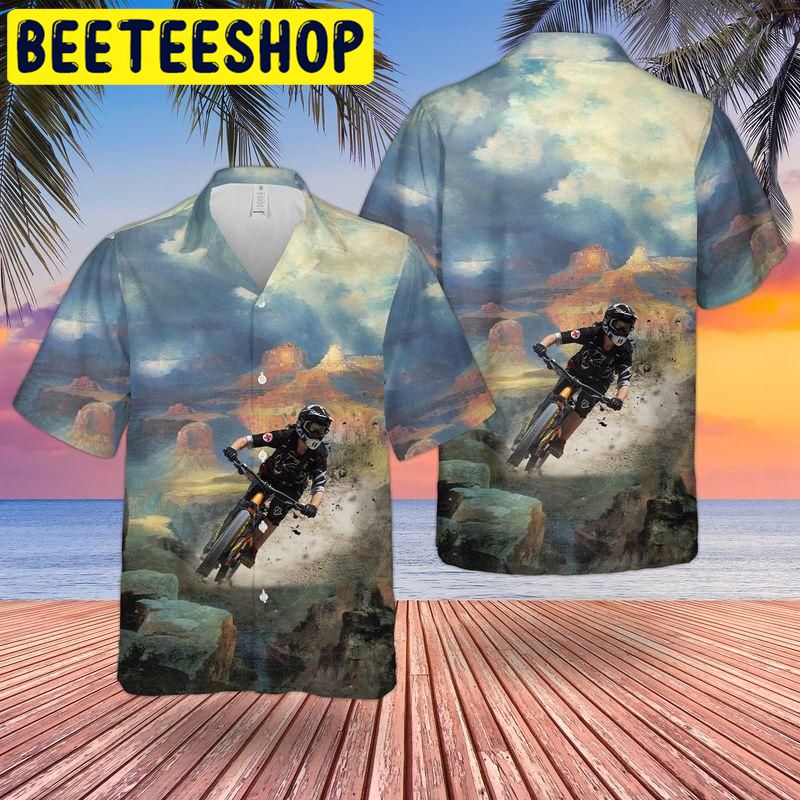 Downhill Mountain Biking Hawaiian Shirt