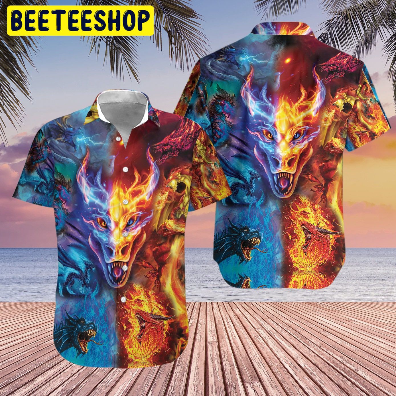 Dragon Fire And Water Trending Hawaiian Shirt - Beeteeshop