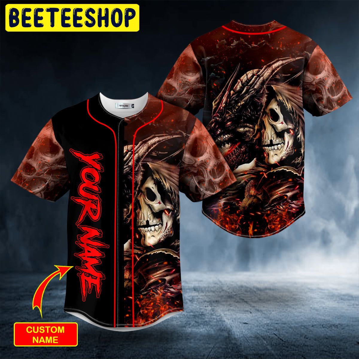 Dragon Grim Reaper Skull Custom Trending Baseball Jersey