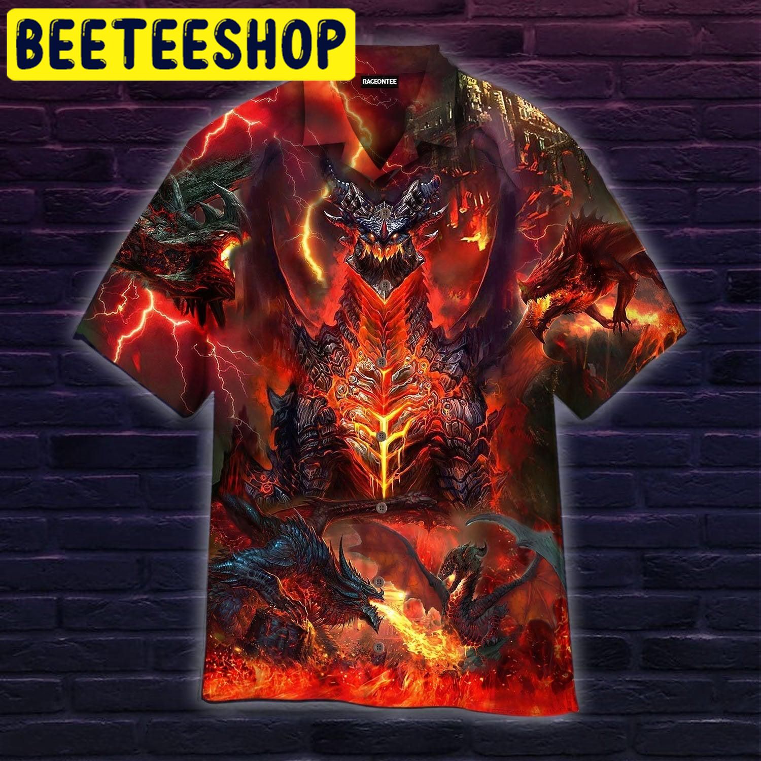 Dragon In Fire Hawaiian Shirt