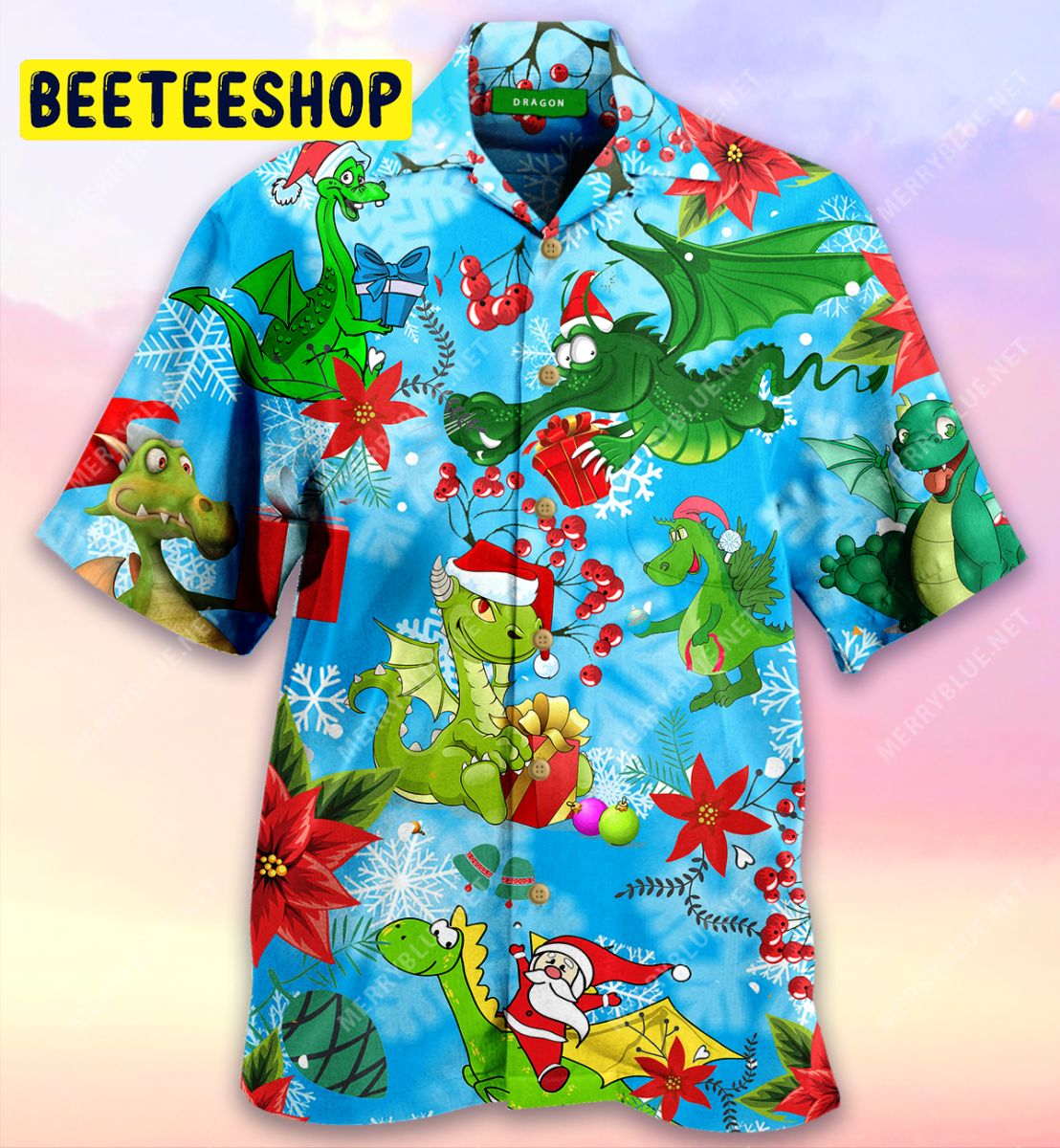 Dragon Merry Christmas Unisex Trending Hawaiian Shirt