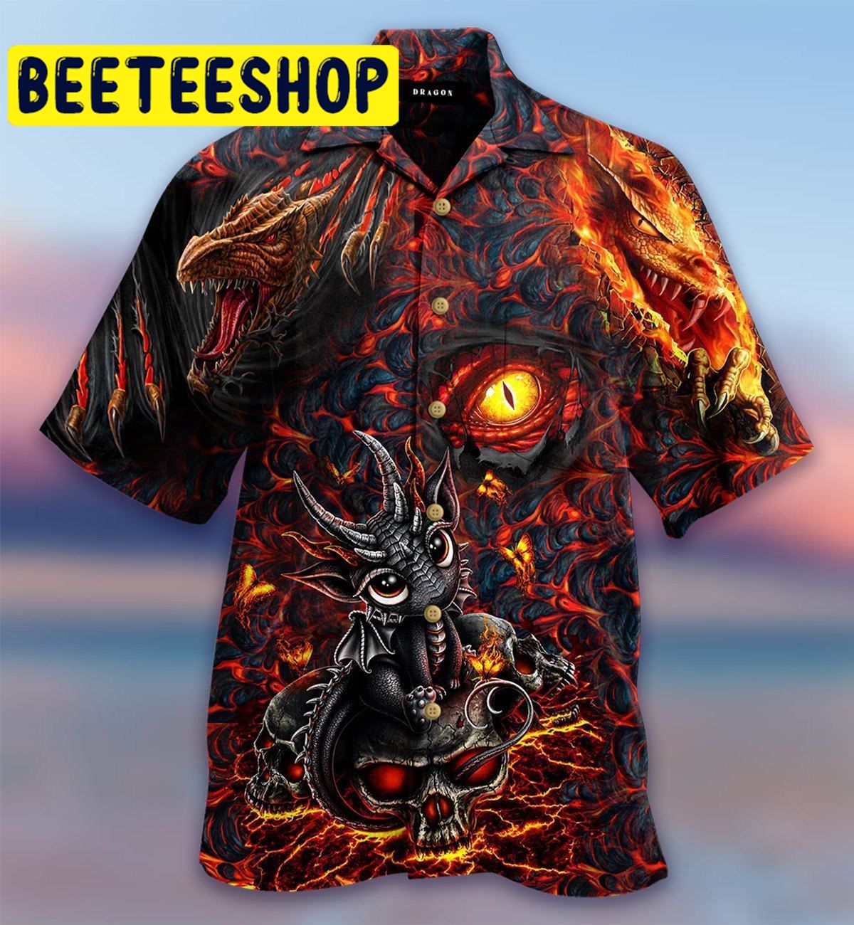 Dragon Skull Lava Hawaiian Shirt