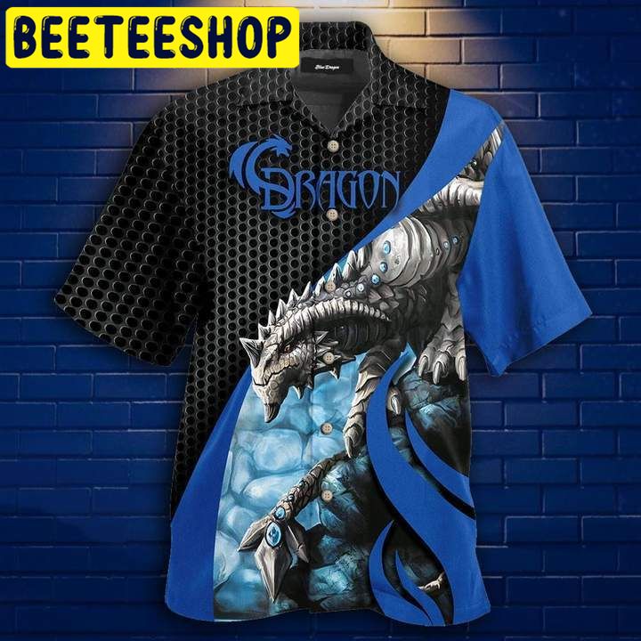 Dragon Snappy Blue Hawaiian Shirt