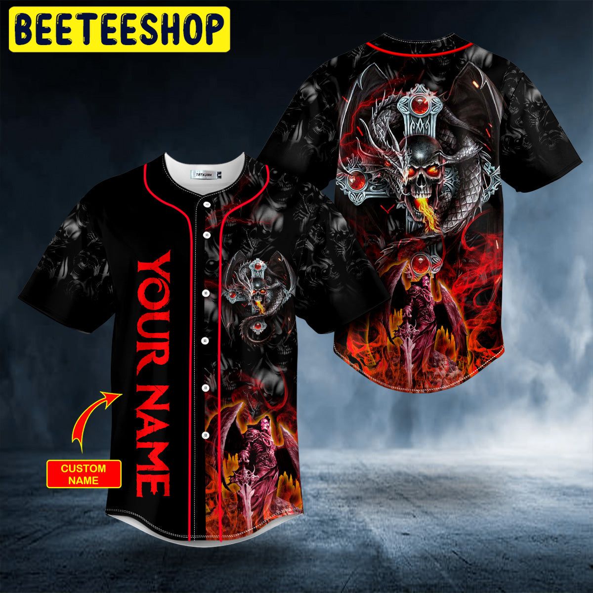 Dragon Sword Broken Skull Custom Trending Baseball Jersey