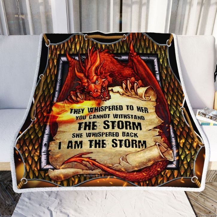 Dragon They Whispered To Her You Cannot Withstand The Storm She Whispered Back I Am The Storm Comfy Sofa Throw Blanket