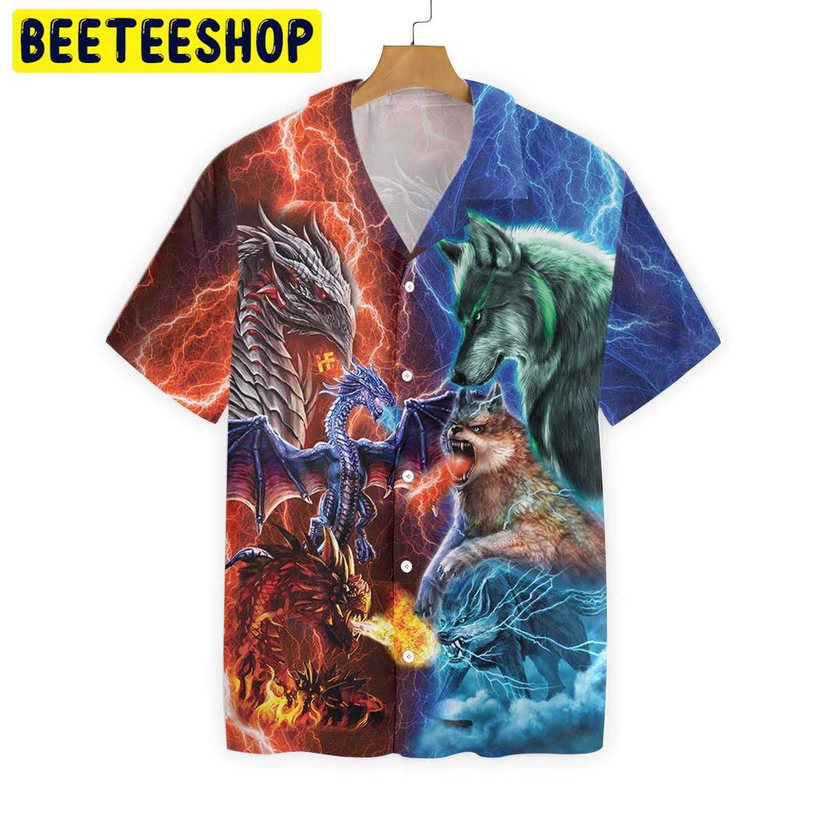 Dragon Vs Wolves Trending Hawaiian Shirt