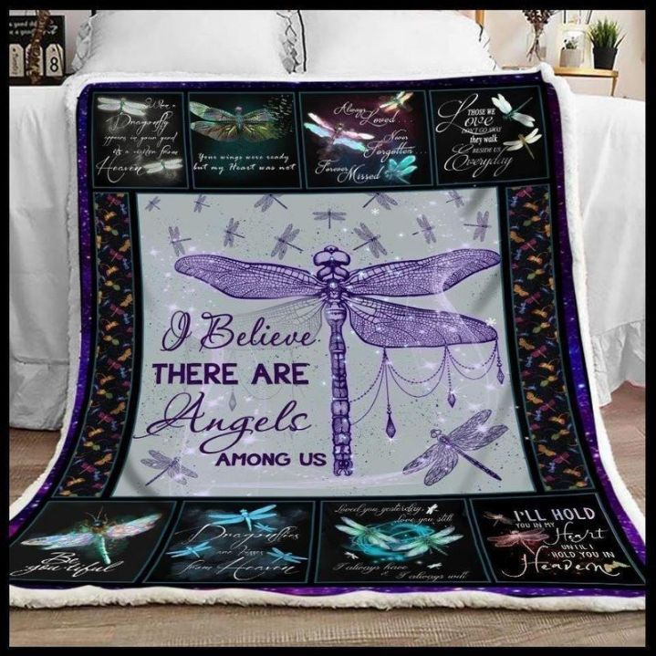 Dragonfly I Believe There Are Angels Among Us Comfy Sofa Throw Blanket