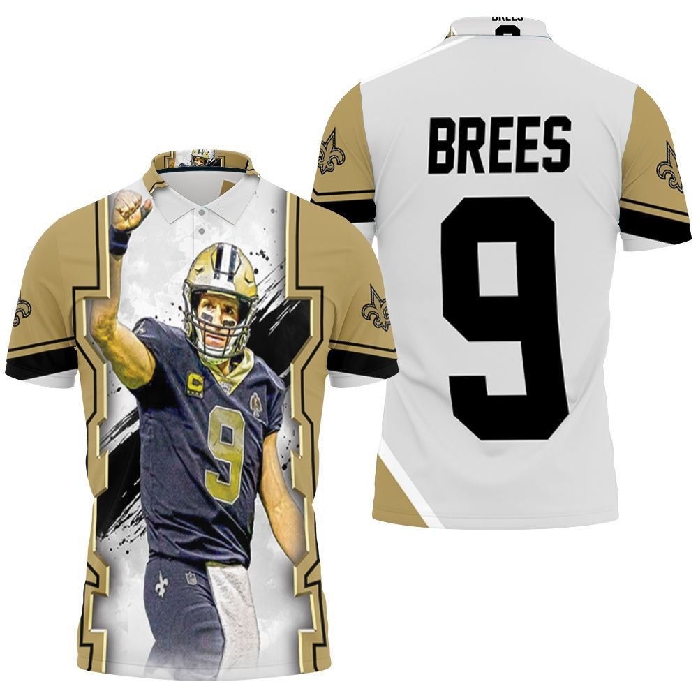 Drew Brees New Orleans Saints Oil Style Paint Background 3D All Over Print Polo Shirt