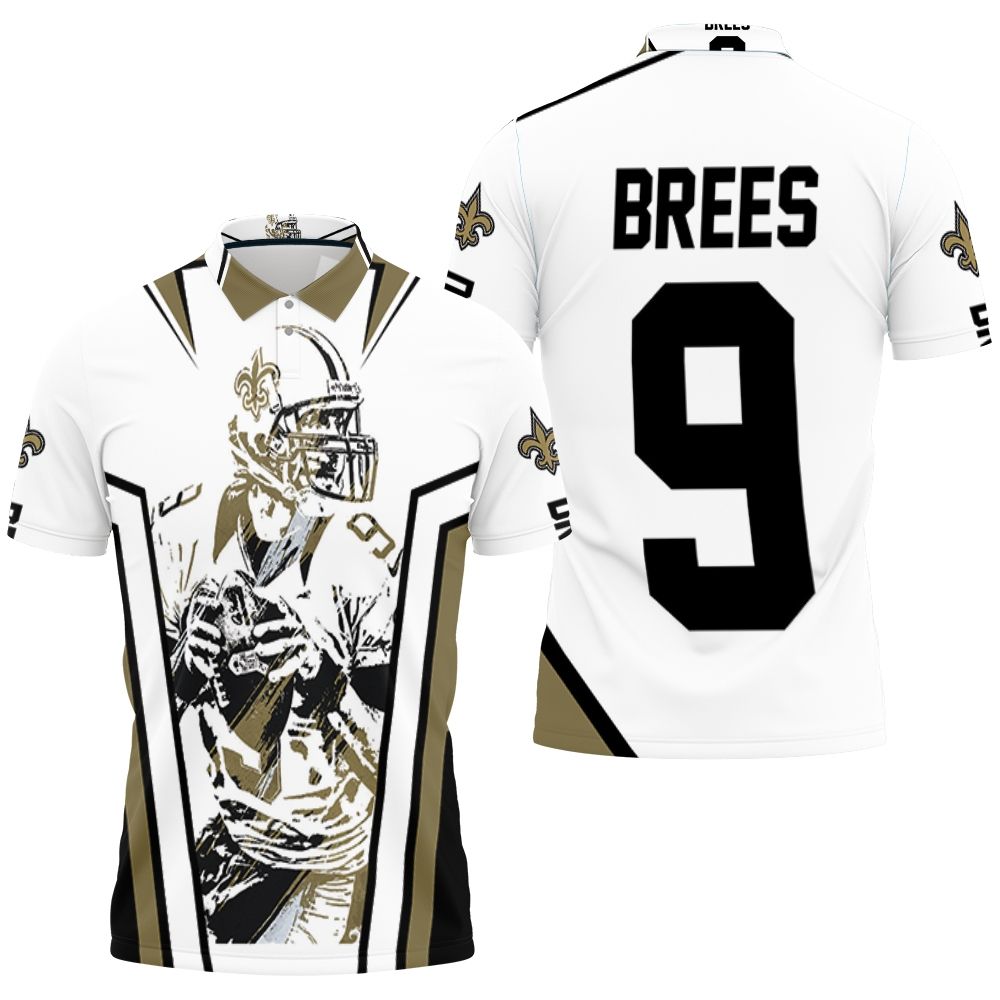 Drew Brees New Orleans Saints Watercolor White Background 3D All Over Print Polo Shirt