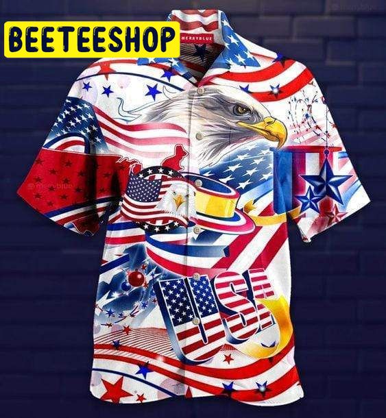 Eagle American Flag Hawaiian Shirt