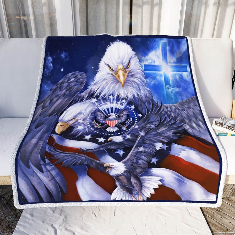 Eagle God American Flag Comfy Sofa Throw Blanket