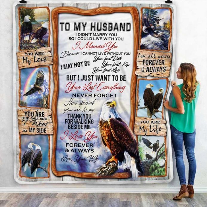 Eagle To My Husband I Love You Forever And Always Comfy Sofa Throw Blanket