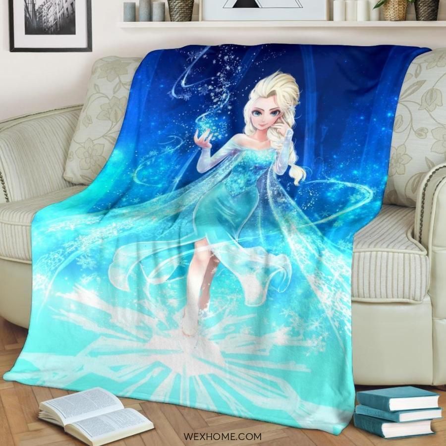 Elsa Magic Frozen Disney Princess Cartoon Best Seller Fleece Blanket Throw Blanket