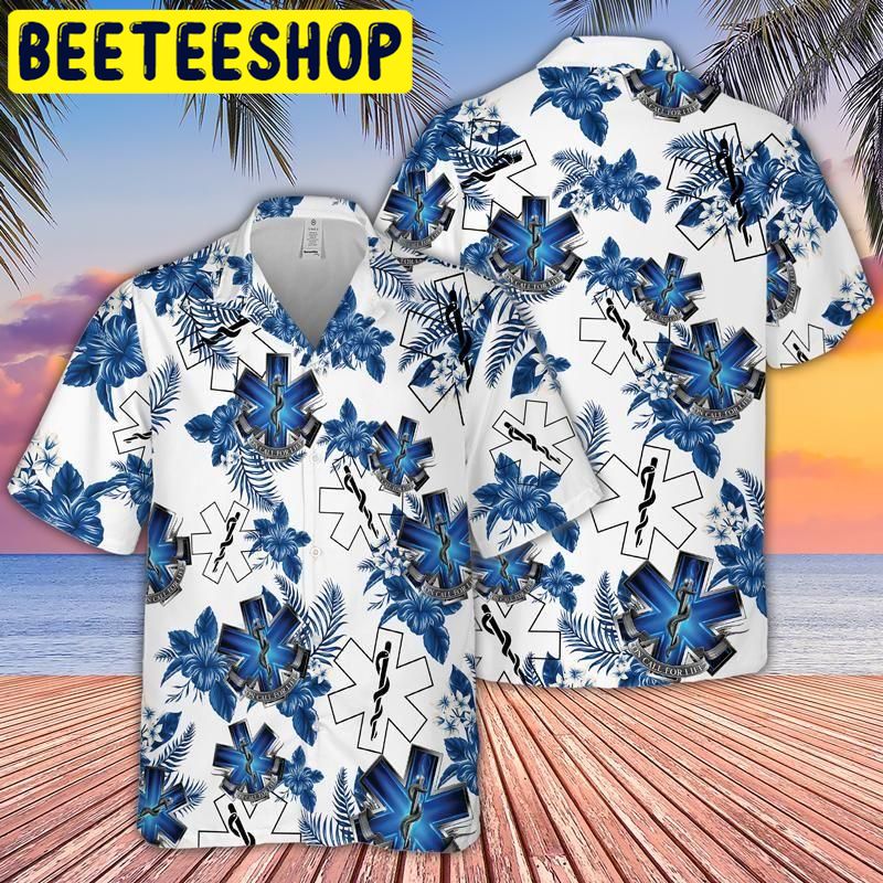 EMS Symbols Hibiscus Flower Hawaiian Shirt