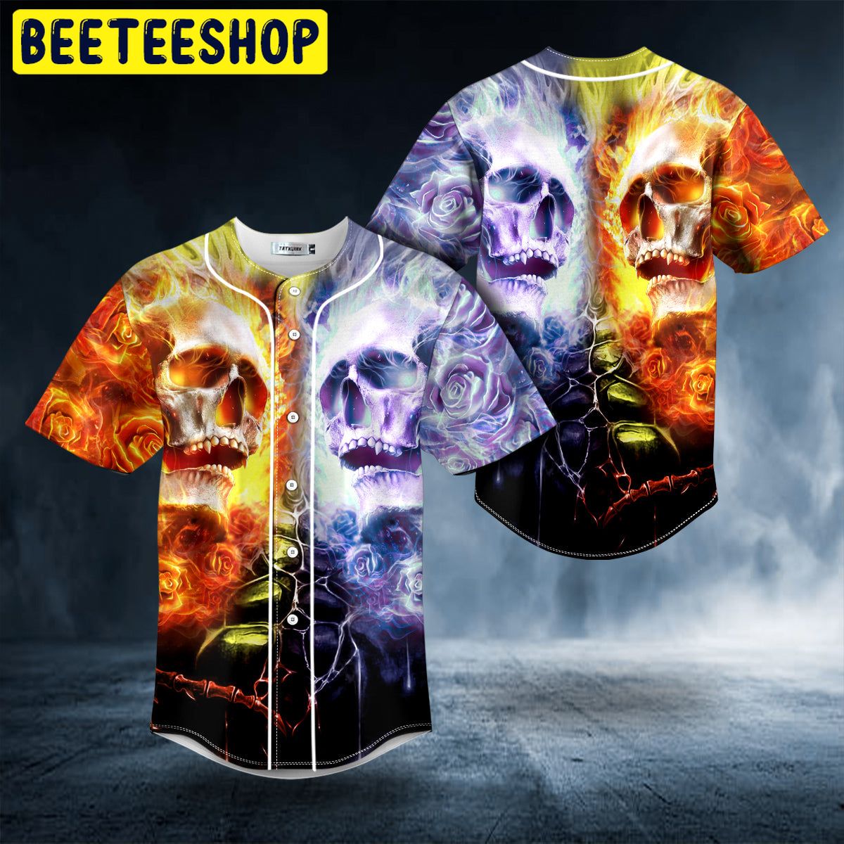 Enemy Fire Skull Trending Baseball Jersey