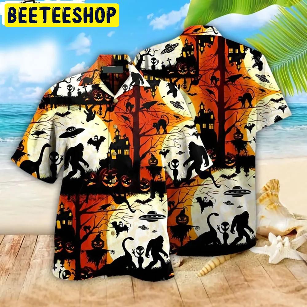 Ew People Bigfoot Ufo Spirit Aloha Halloween Hawaiian Shirt