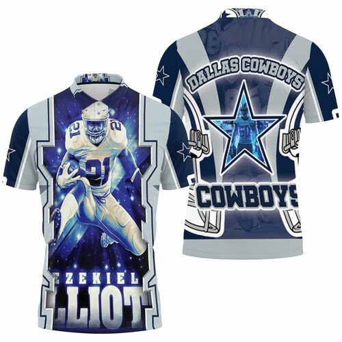 Ezekiel Elliott #21 Nfc East Division Champions Super Bowl 2021 Dallas Cowboys 3D All Over Print Polo Shirt