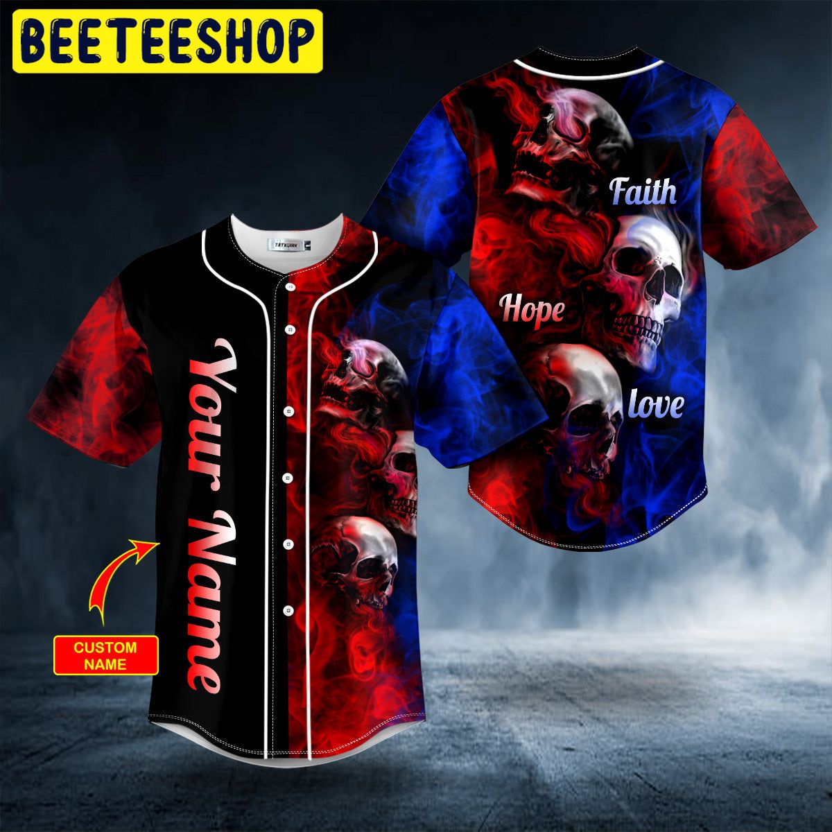 Faith Hope Love Smokey Skull Custom Trending Baseball Jersey