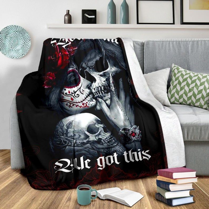 Fall In Love With Skulls You And Me We Got This Fleece Blanket Throw Blanket Beeteeshop 