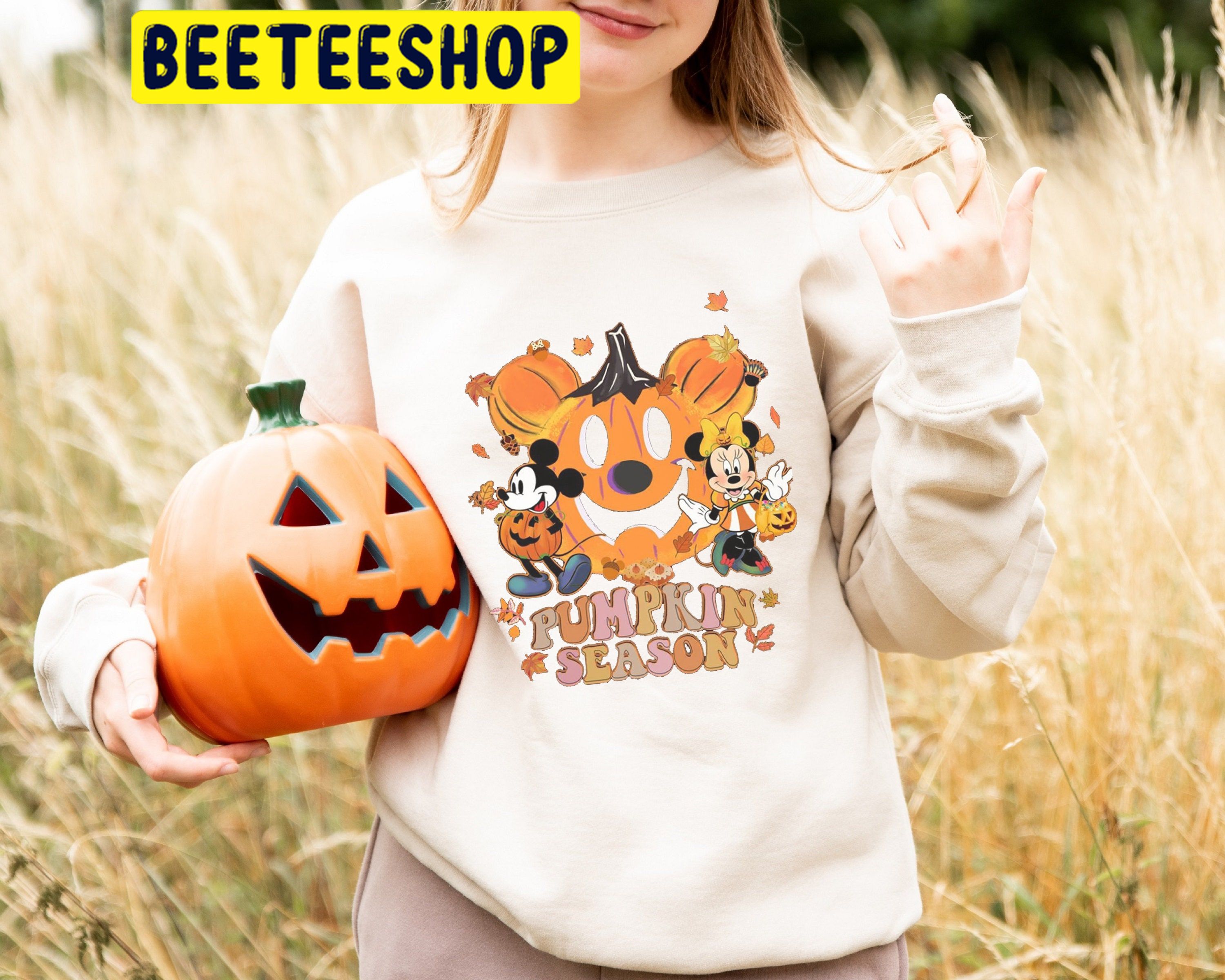 Fall Minnie Ear Disney Fall Couple Pumpkins HalloweenTrending Unisex Shirt