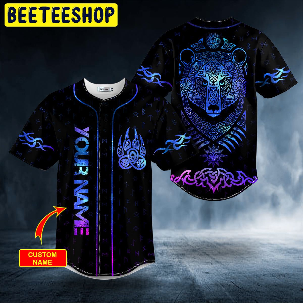 Fantasy Bear Viking Tattoo Custom Trending Baseball Jersey