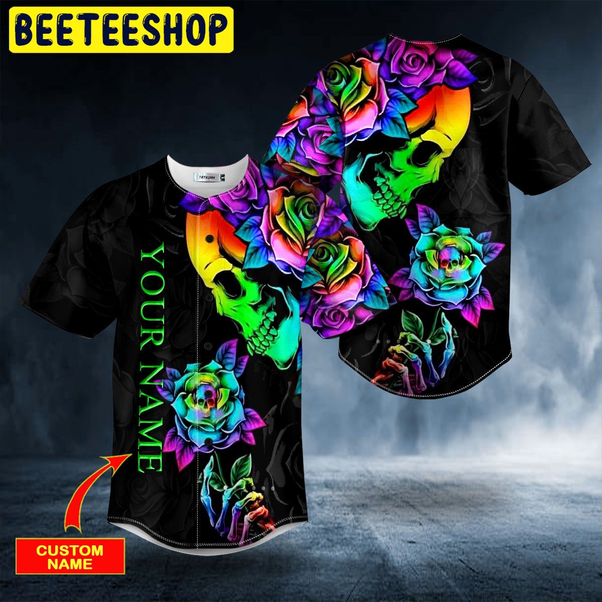 Fantasy Roses Skull Custom Trending Baseball Jersey