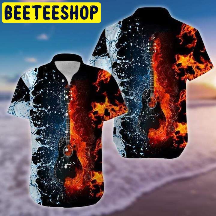 Fire and Water Guitar Hawaiian Shirt