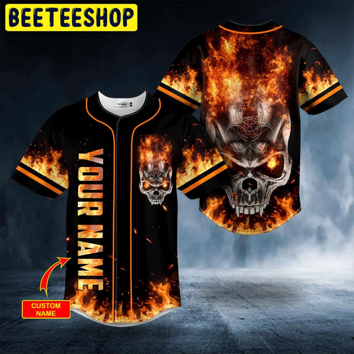 Fire Angry Biohazard Skull Custom Trending Baseball Jersey