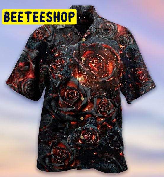 Fire Black Rose Hawaiian Shirt