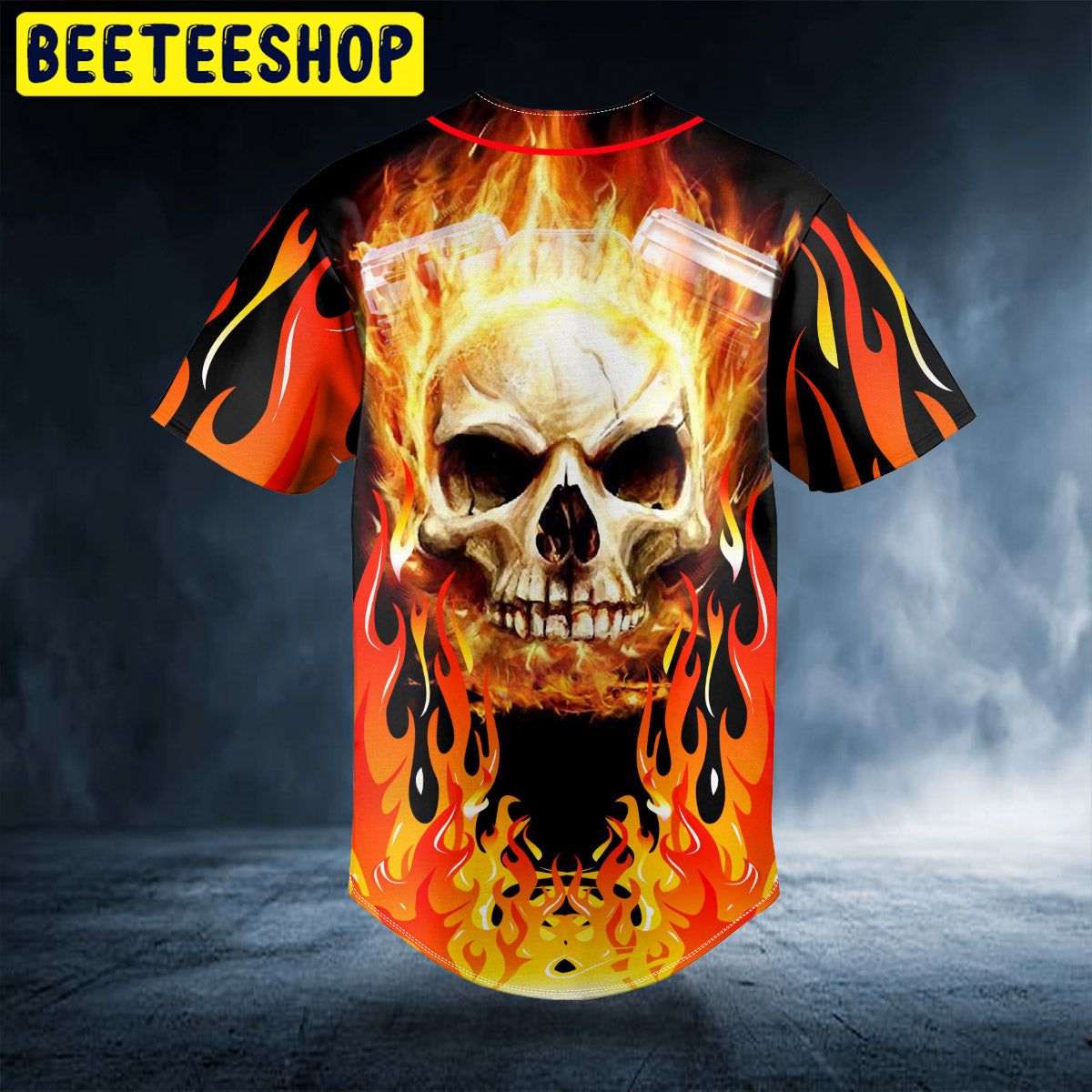 Fire Burning Skull Custom Trending Baseball Jersey - Beeteeshop