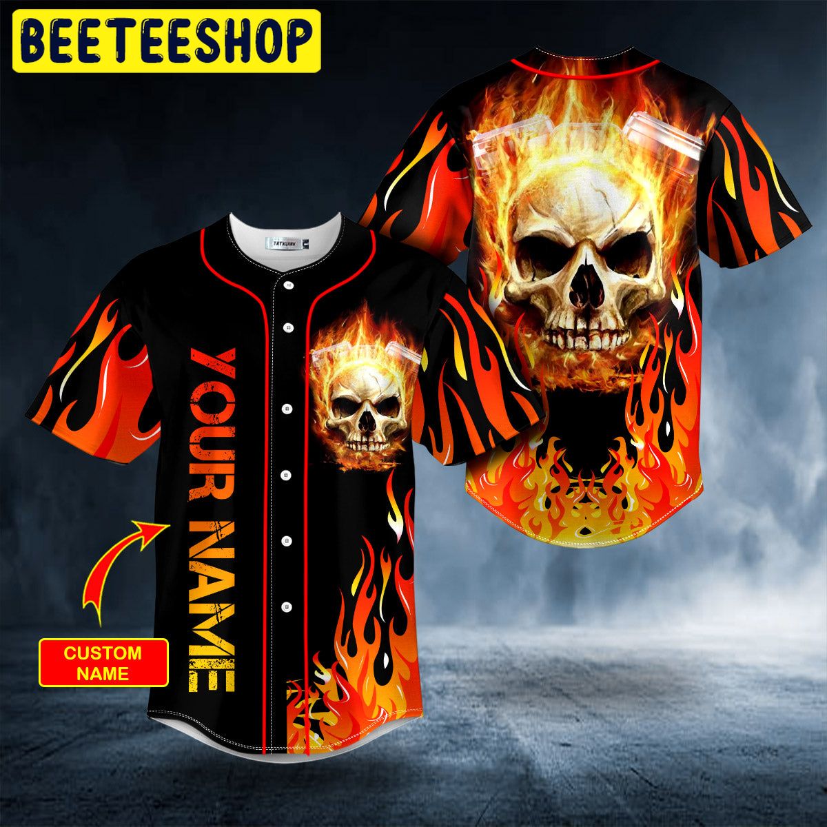 Fire Burning Skull Custom Trending Baseball Jersey