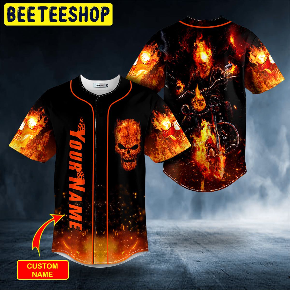 Fire Ghost Racer Skull Custom Trending Baseball Jersey