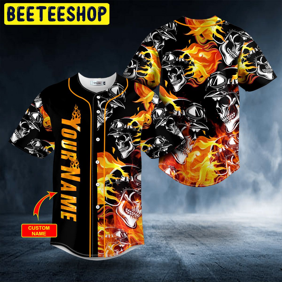 Fire Motorcycle Helmet Skull Custom Trending Baseball Jersey