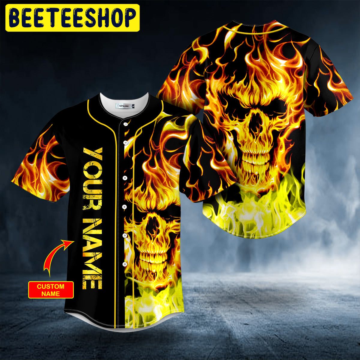 Fire Rage Skull Custom Trending Baseball Jersey