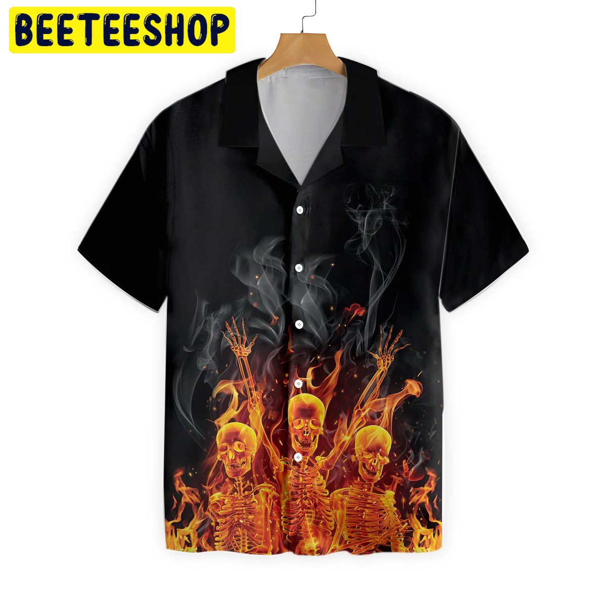 Fire Skeletons Night Party Trending Hawaiian Shirt