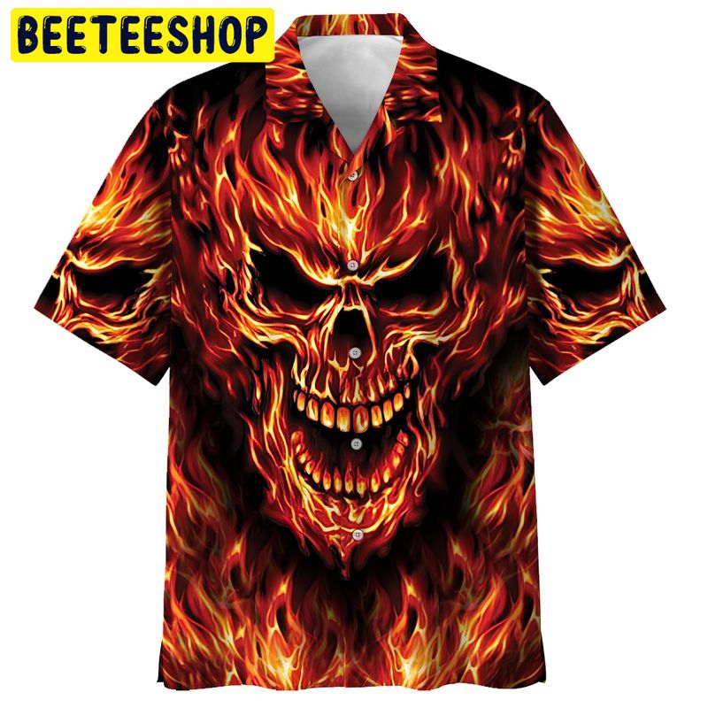 Fire Skull 3D All Over Printed Trending Hawaiian Shirt