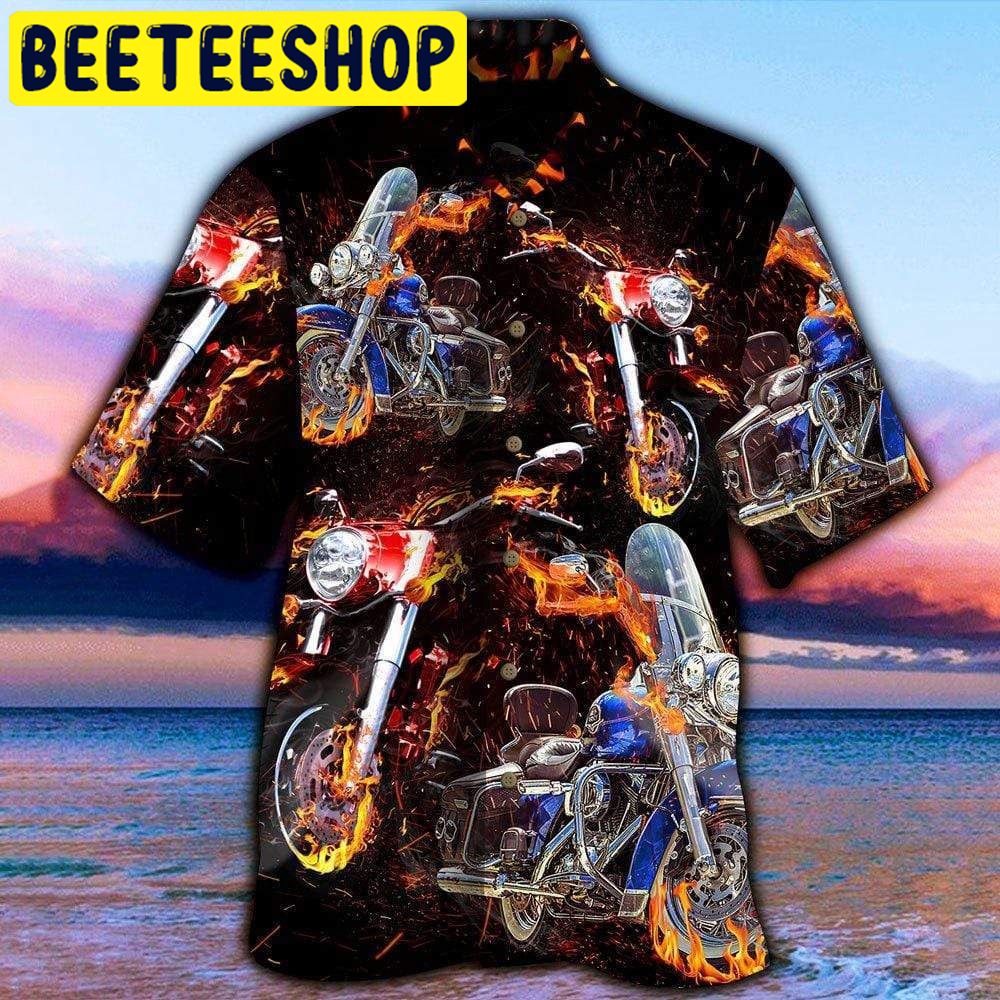 Flame American Motorcycles On Fire Hawaiian Shirt