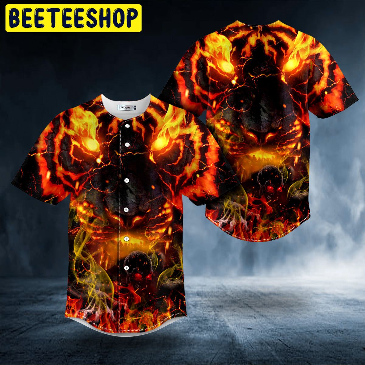 Flaming Lava Lion Zombie Ghost Skull Trending Baseball Jersey