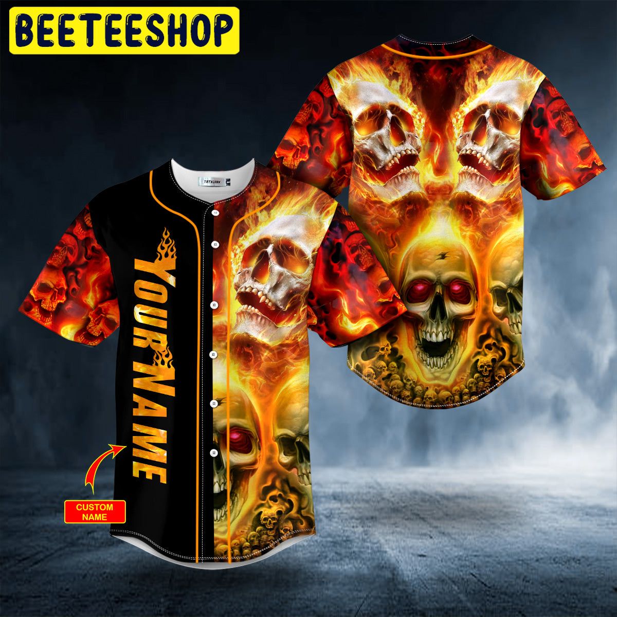 Flaming Skull Custom Trending Baseball Jersey