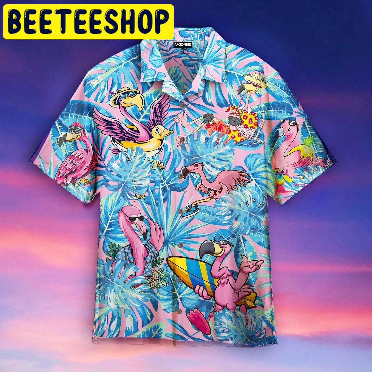 Flamingo Tropical Funny Hawaiian Shirt