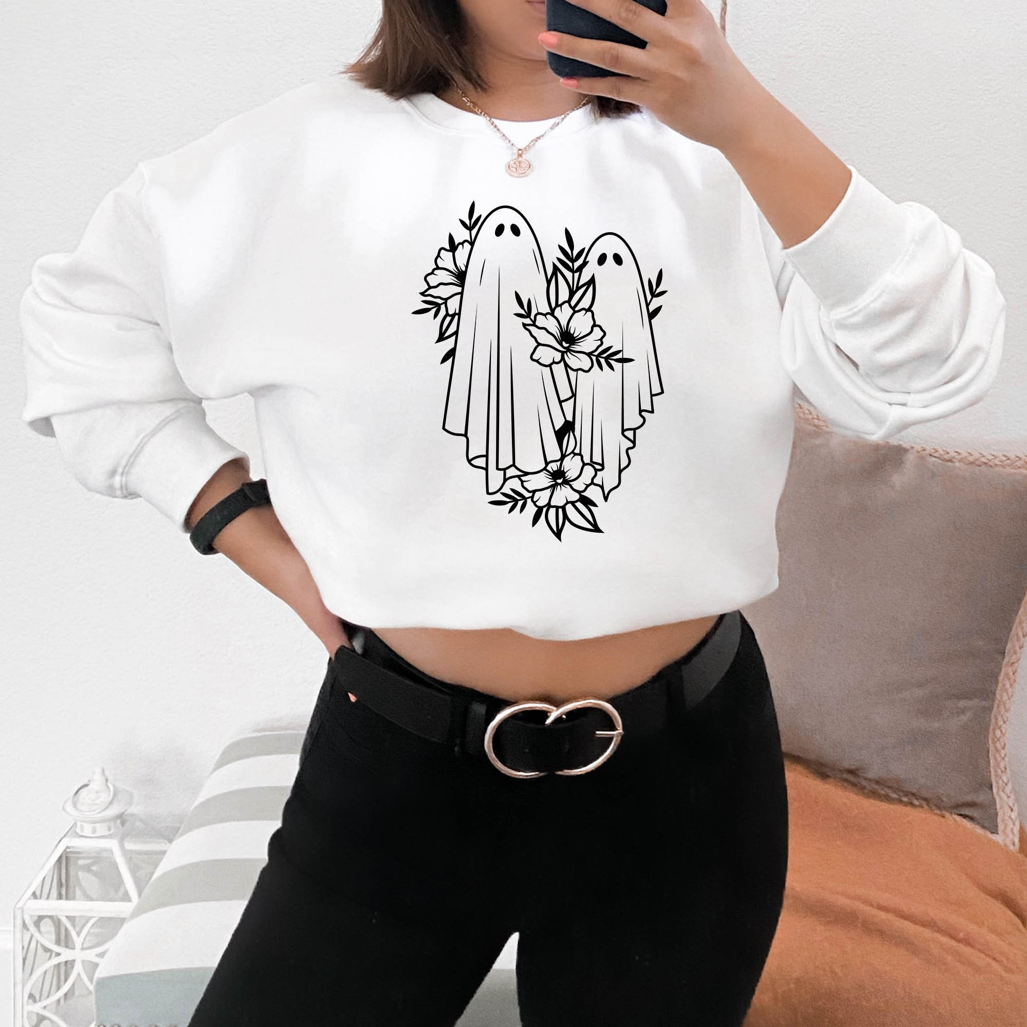 Floral Ghost Halloween Sweatshirt