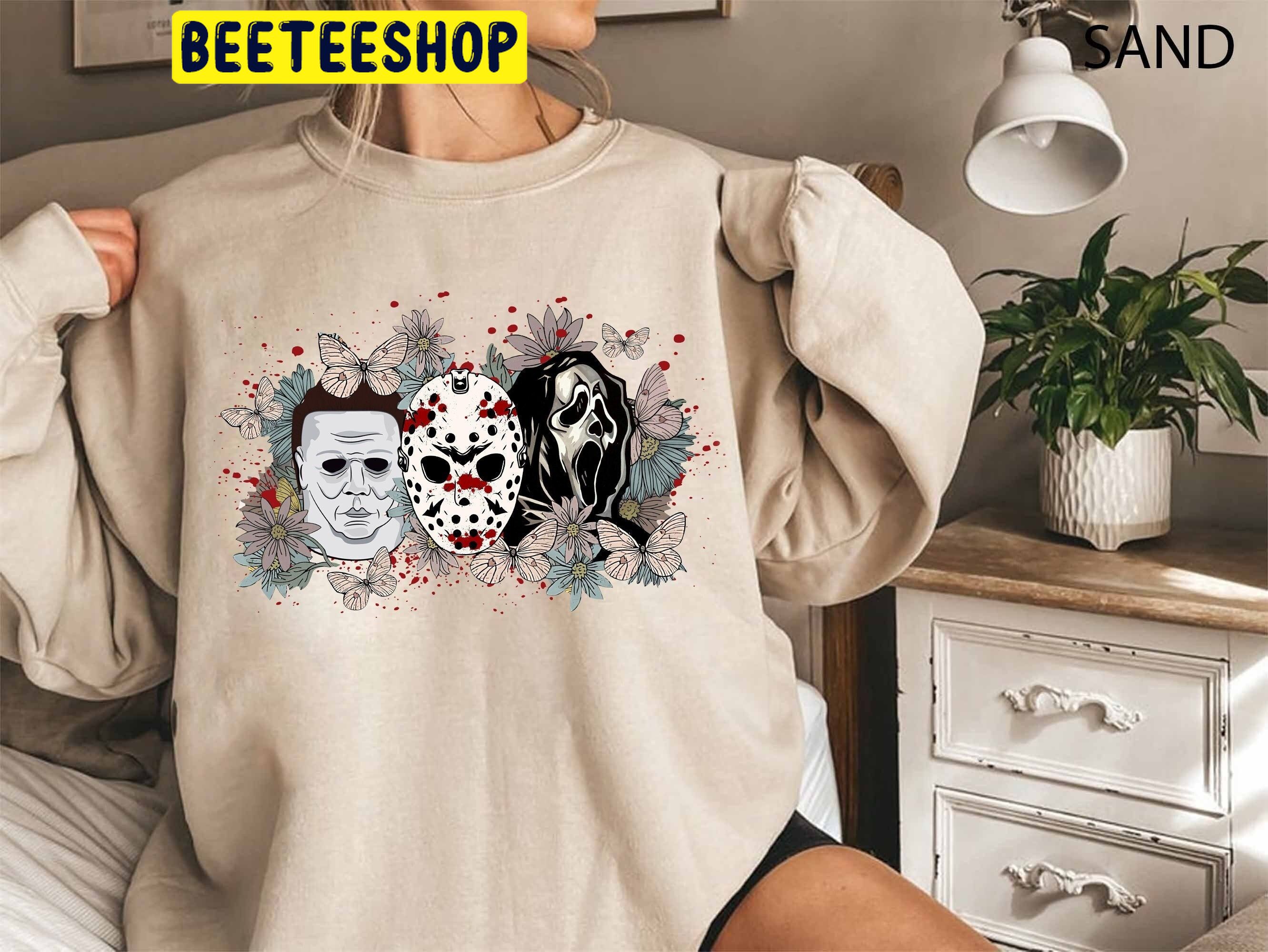 Floral Halloween Horror Movie Trending Unisex Shirt