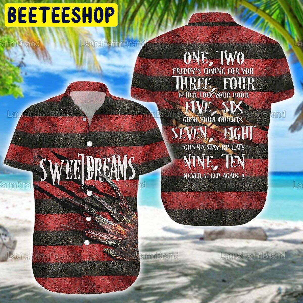 Freddy Krueger Button Halloween Horror Movie Trending Hawaiian Shirt