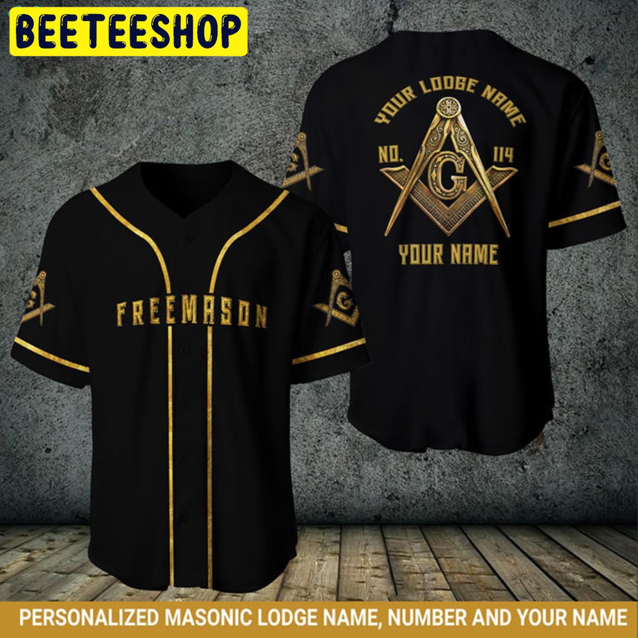 Freemason Custom Logde Name Black Trending Jersey Baseball