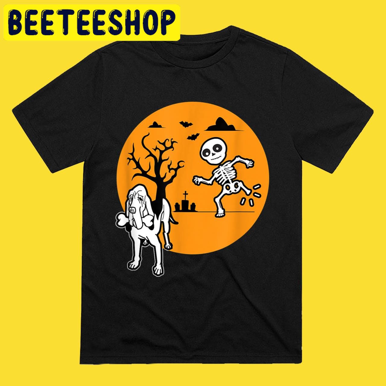 Funny Bloodhound Skeleton Bone Costume Dog Owners Halloween Trending Unisex T-Shirt