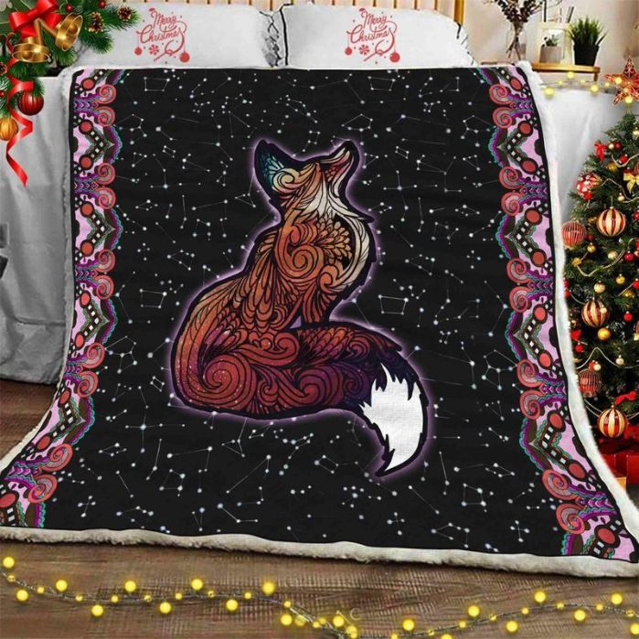 Galaxy And Red Fox Comfy Sofa Throw Blanket