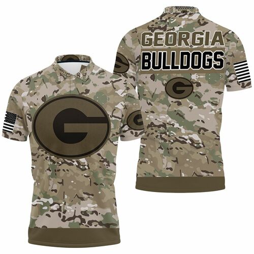 Georgia Bulldogs Camo Pattern 3D All Over Print Polo Shirt