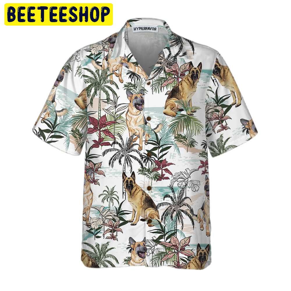 German Sheperd Summer Tropical Pattern Trending Hawaiian Shirt