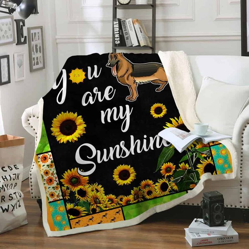 German Shepherd Sunflower You Are My Sunshine Comfy Sofa Throw Blanket